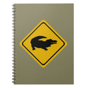 Caderno Espiral sinal de estrada do crocodilo
