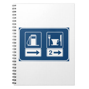 Caderno Espiral Sinal de Estrada Retro Azul de Lanchonete e Posto 
