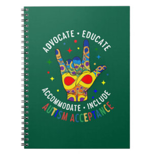 Caderno Espiral Sinal de Mão ILY de Aceitação do Autismo – Neurodi