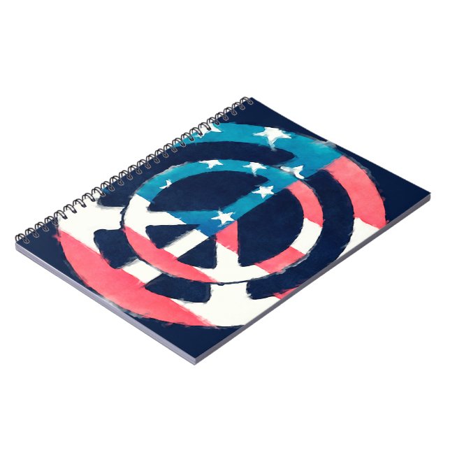 Caderno Espiral Sinal de Paz Americano grunge (Left Side)