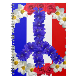 Caderno Espiral sinal de paz da bandeira francesa