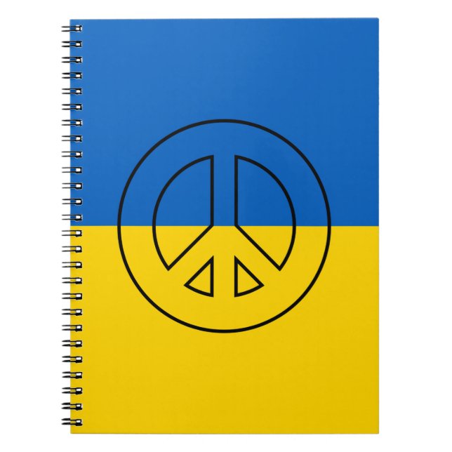 Caderno Espiral sinal de paz da bandeira ucraniana (Frente)