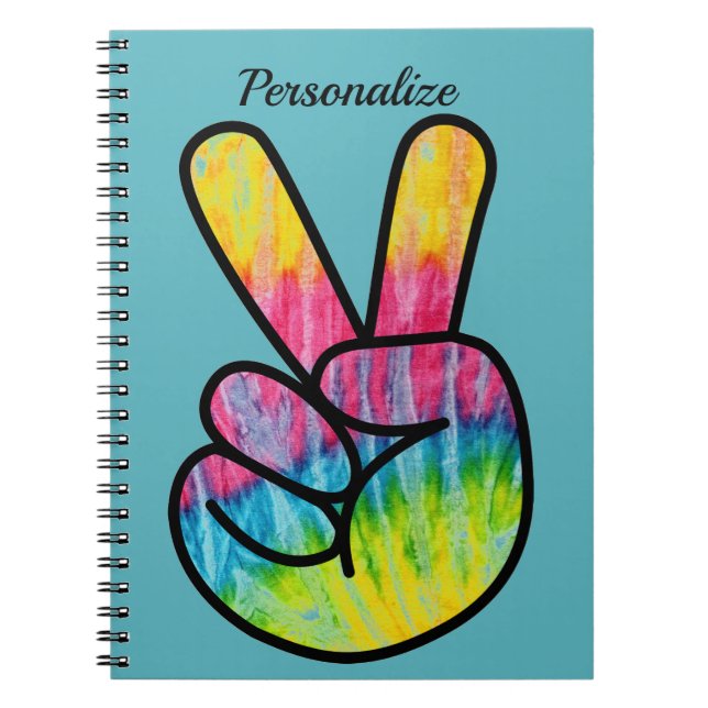 Caderno Espiral Sinal de Paz Retro dos Anos 60 Personalize (Frente)