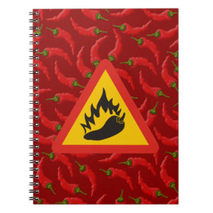 Caderno Espiral Sinal de perigo de pimenta quente