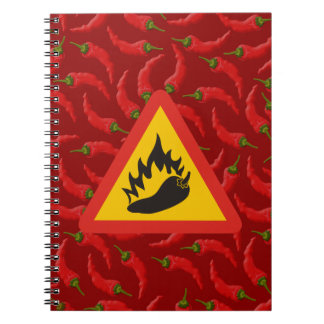 Caderno Espiral Sinal de perigo de pimenta quente