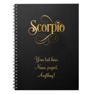 Caderno Espiral Sinal Zodiac Sinal Escorpião Suave Dourado em Pre