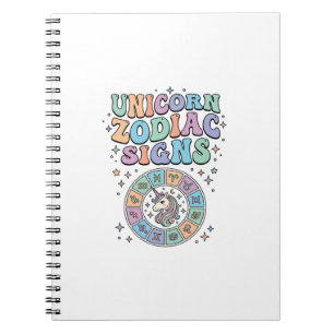 Caderno Espiral Sinal Zodíaco Unicórnio Design Vetorial Kawaii_1
