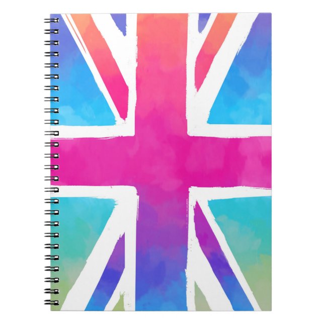Caderno Espiral Sinalizador de bandeira da União em aquarelas bril (Frente)