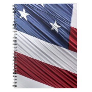 Caderno Espiral Sinalizador Patriótico Americano Vermelho, Branco