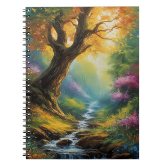 Caderno Espiral Sinfonia, fluxo e floresta vibrante da natureza