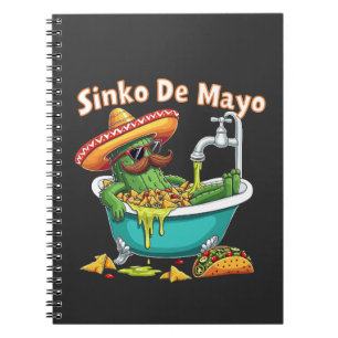 Caderno Espiral Sinko de Mayo"Cinco engraçados de Mayo Cactus