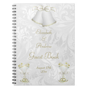Caderno Espiral Sinos de Casamento e Flutes de Champanhe Livro de