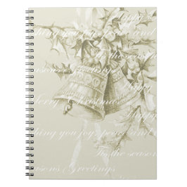 Caderno Espiral Sinos de Natal vintage neutros