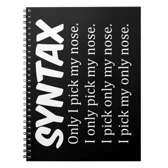 Caderno Espiral Sintaxe Engraçado Nose Picting (Frente)
