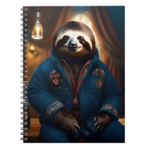 Caderno Espiral "Sip 'n' Lento: A preguiça em uma Jaqueta Bebendo
