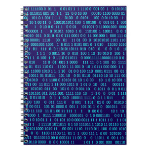 Caderno Espiral Sistema binário numérico azul