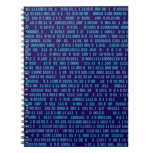 Caderno Espiral Sistema binário numérico azul (Frente)