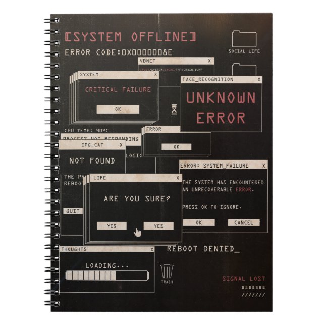 Caderno Espiral Sistema Offline - Design Techno-Brutalist (Frente)