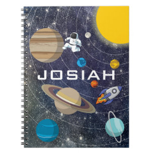 Caderno Espiral Sistema solar, astronauta e nave espacial