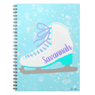 Caderno Espiral Skate de gelo personalizado - Neve Azul - Patinaçã