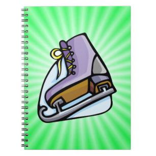 Caderno Espiral Skate de gelo verde neon.