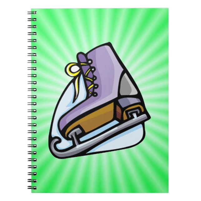Caderno Espiral Skate de gelo verde neon. (Frente)