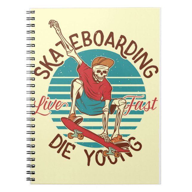 Caderno Espiral Skateboarder Live Fast (Frente)