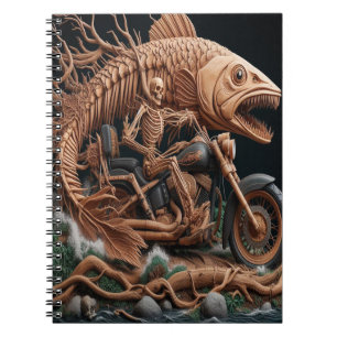 Caderno Espiral skeleton cavalgou sua bicicleta de helicóptero par