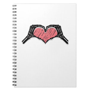 Caderno Espiral Skeleton - Dia de os namorados de Sinal de Coração