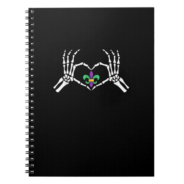 Caderno Espiral Skeleton Hand Heart Mardi Gras (Frente)