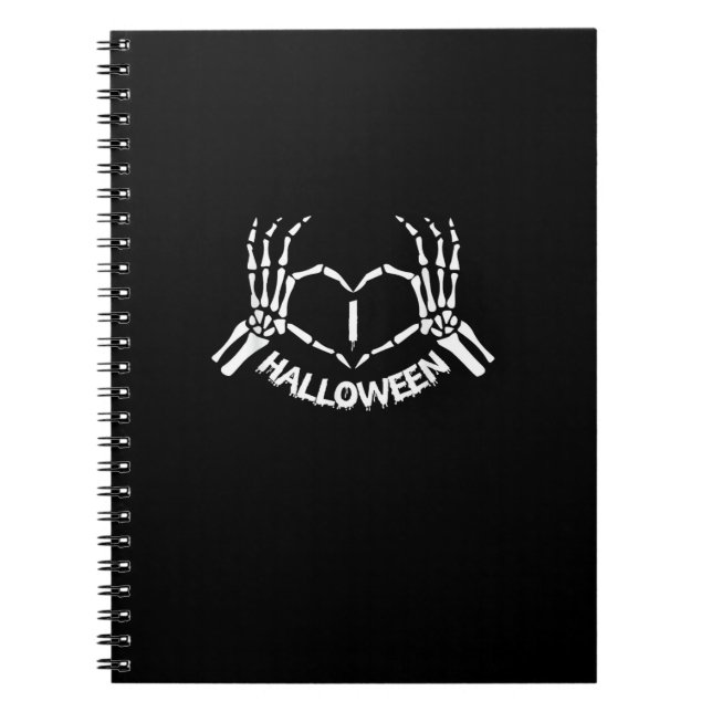 Caderno Espiral Skeleton Hand Heart Ppreguiçoso Halloween Costume  (Frente)