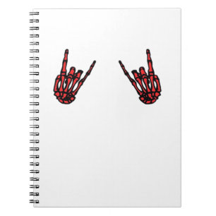 Caderno Espiral Skeleton Hand Heart Roll & Red Classic