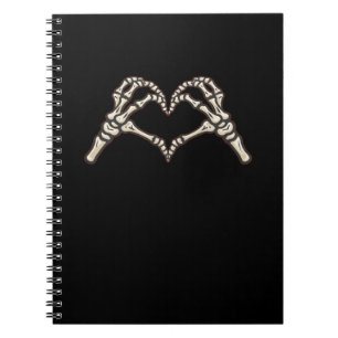 Caderno Espiral Skeleton Hand Hearts Design