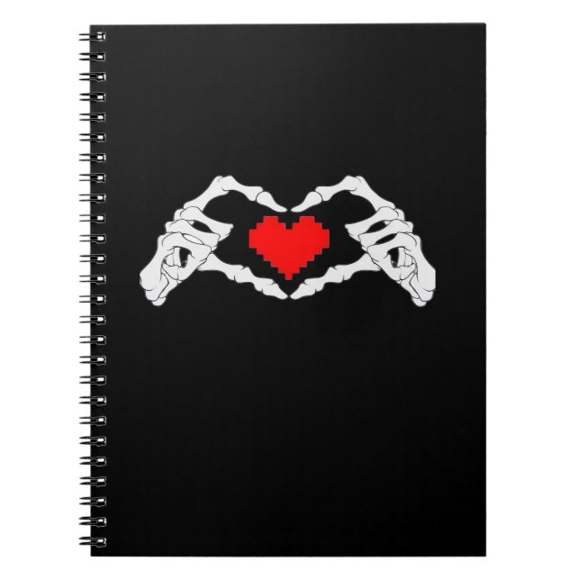 Caderno Espiral Skeleton Heart and Mands Meme (Frente)