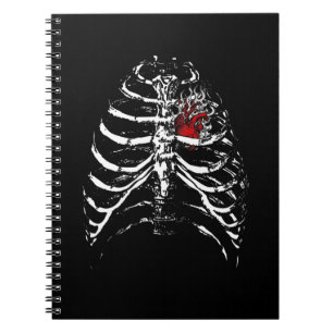 Caderno Espiral Skeleton Heart Cage Kids Adultos de Raios X