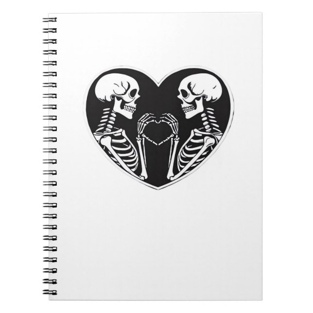 Caderno Espiral Skeleton Heart Hands Sinal Halloween Costume Retro (Frente)