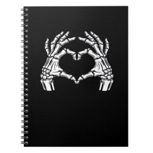 Caderno Espiral Skeleton Heart Hands Sinal Halloween Figurume Vira