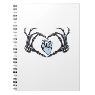 Caderno Espiral Skeleton Heart Mãos Clássicas Design para Hallowee