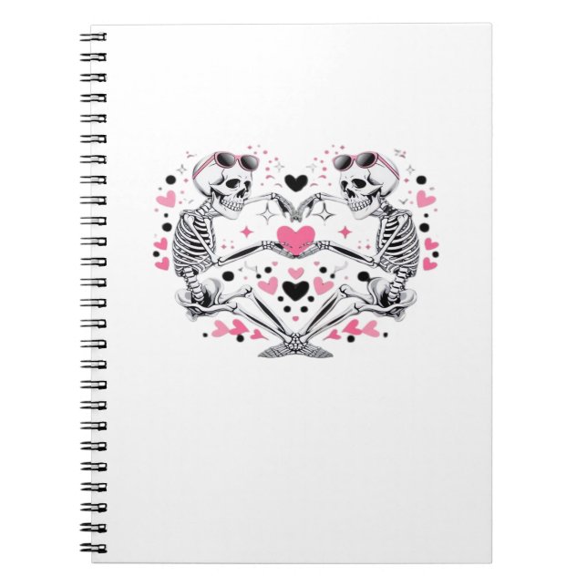 Caderno Espiral Skeleton Heart Mãos Clássicas Virais (Frente)
