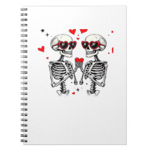 Caderno Espiral Skeleton Heart Mãos Para Tendência