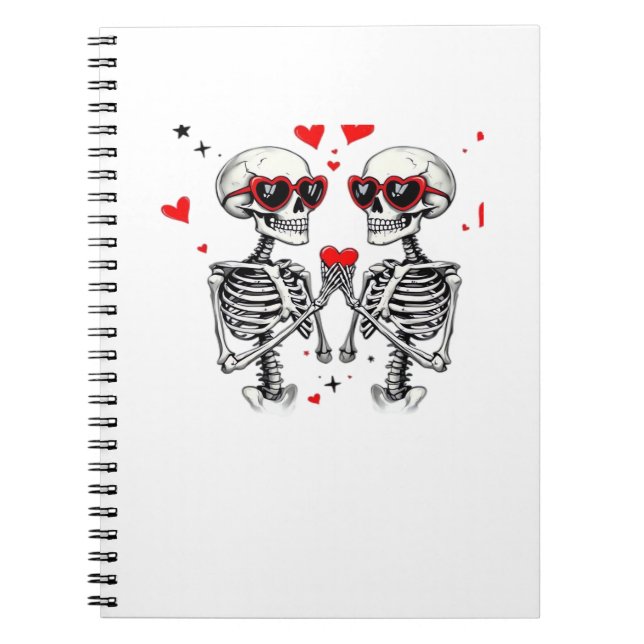 Caderno Espiral Skeleton Heart Mãos Para Tendência (Frente)
