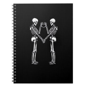 Caderno Espiral Skeleton Heart Mãos - Sinal de Halloween Costume