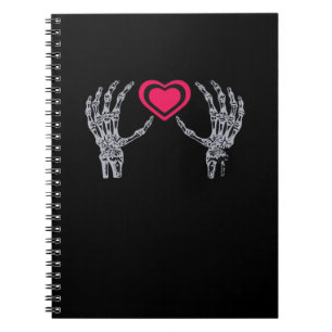 Caderno Espiral Skeleton Mãos Coração