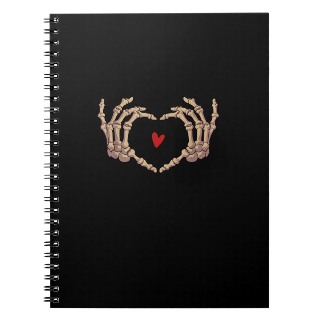 Caderno Espiral Skeleton Mãos Mulheres Mãos Esqueléticas Dia das B (Frente)