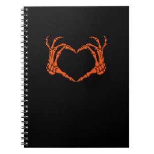 Caderno Espiral Skeleton Sinal de Coração Mão Design do Figurino H