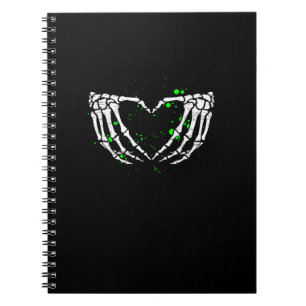 Caderno Espiral Skeleton Sinal de Coração Mão Figurino Halloween