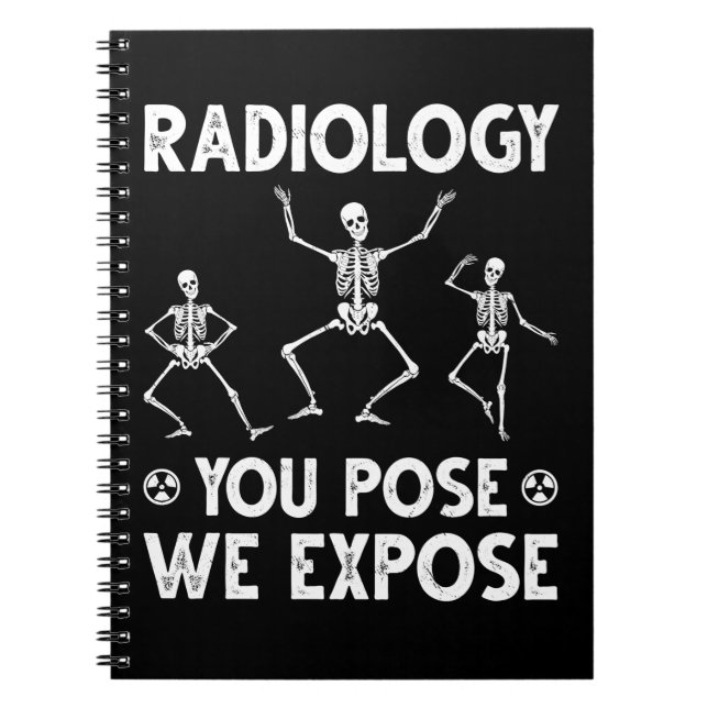 Caderno Espiral Skeletons Dançantes Xray Radiologia Humor (Frente)