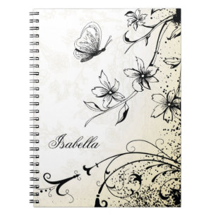 Caderno Espiral Sketch Floral Garden Butterfly