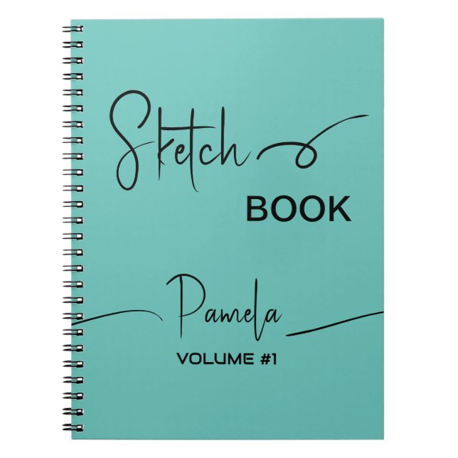 Caderno Espiral Sketchbook Seu Nome Script Azul (Frente)