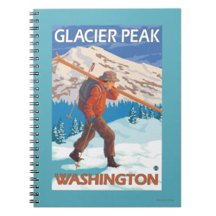 Caderno Espiral Skier Carregando agora Skis - Glacier Peak, WA